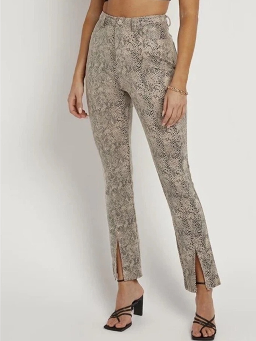 DISSH Australian Selva Snake Reptile High Rise Front‎ Hem Slits Pants